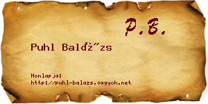 Puhl Balázs névjegykártya